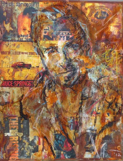 Bruce Springsteen - Acrylbild mit Kreide auf Leinwand